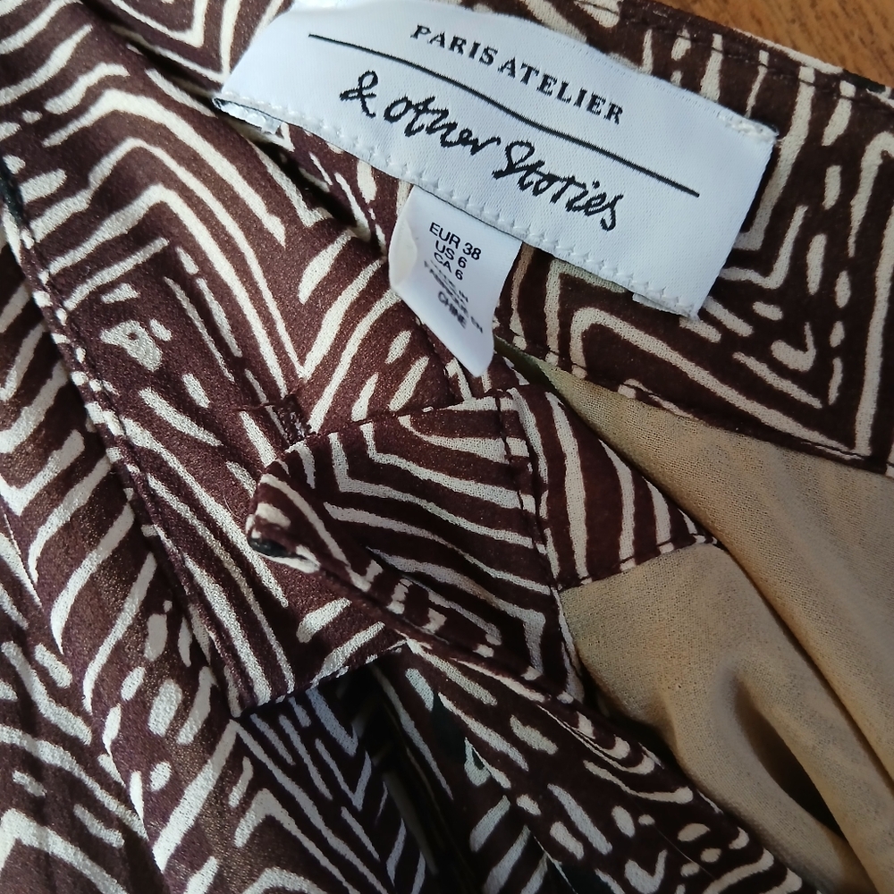 París Artelier & Other Stories Brown Patterned Women's Skirt  Size 6 - Picture 7 of 7